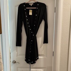 Michael Kors Black Long Sleeve Dress with White Accents
